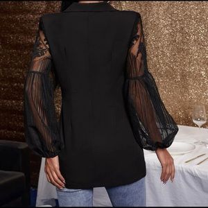 New! Black Bishop sleeve double breasted blazer size small